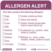 Allergen Alert Food Labels 50x50mm