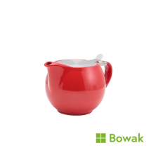 Genware Porcelain Red Teapot Stainless Lid & Infuser 50cl