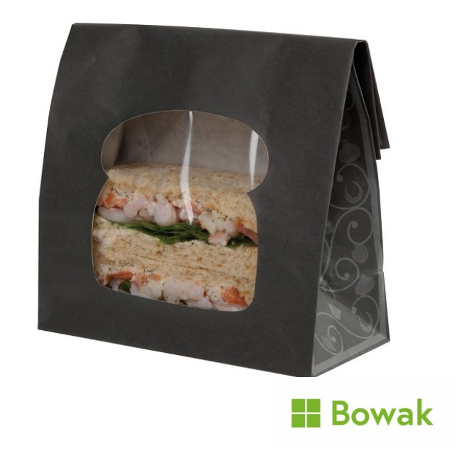 Black Sandwich Bag Windowed 157 x 73 x 220mm Black Sandwich Bag Windowed 157 x 73 x 220mm