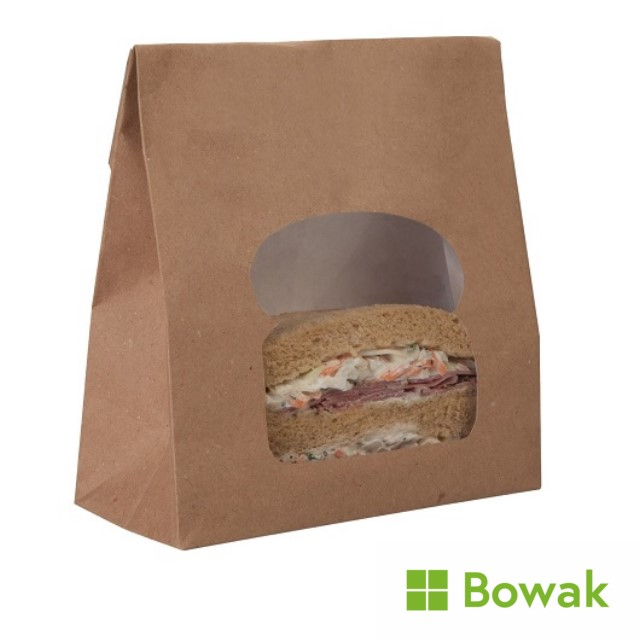 Kraft Sandwich Bag Windowed 157 x 73 x 220mm Kraft Sandwich Bag Windowed 157 x 73 x 220mm