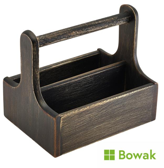 Medium Black Wooden Table Caddy Medium Black Wooden Table Caddy