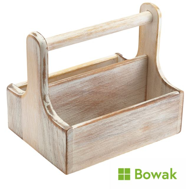 Medium White Wooden Table Caddy Medium White Wooden Table Caddy