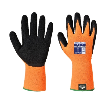 Knitted Orange Polyester Gloves with Black Latex