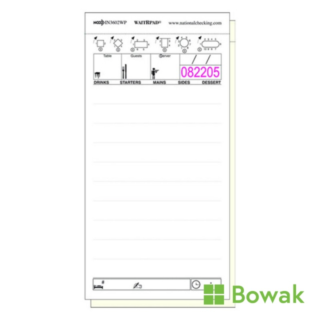 Two-part NCR Restaurant Order Pads 8x17cms Two-part NCR Restaurant Order Pads 8x17cms