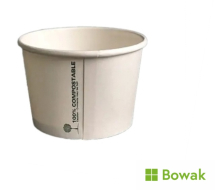 Soup Container White 8oz Compostable