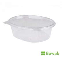 Salad Container Oval Clear 1000ml with Hinged Lid