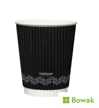 Black Ripple Hot Cups 12oz Leafware Compostable