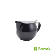 Genware Porcelain Black Teapot Stainless Lid & Infuser 50cl
