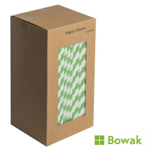 Paper Straws 200mm Dark Green-White