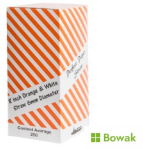 Paper Straws 20cm (8inch) Orange/White