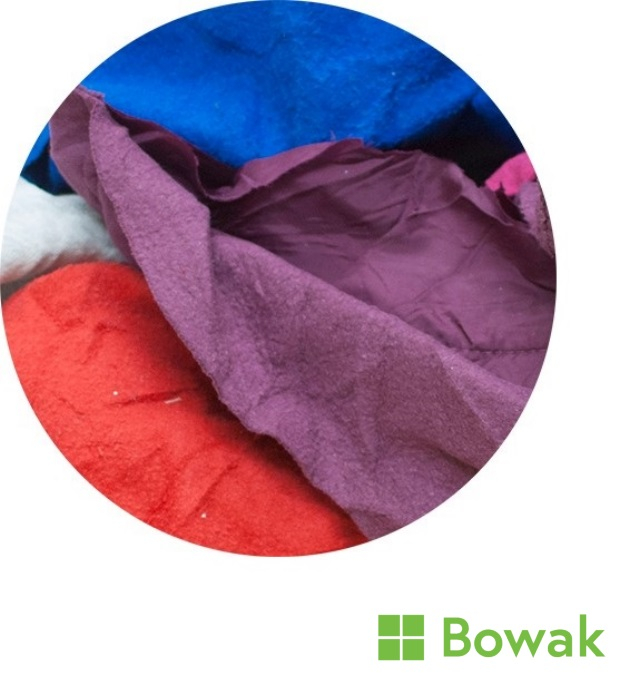 Recycled Wiper Rag - Bowak Coloured Cotton Sweatshirt Wiping Rags - Bowak
