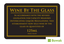 Wine By The Glass 125ml 110 x 170mm Rigid Sign Black/Gold