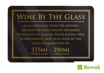 Wine By The Glass 175ml-250ml 110 x 170mm Rigid Sign Black/Gold