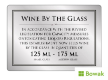 Wine By The Glass 125ml-175ml 210 x 148mm Brushed Silver Sign Black/Silver