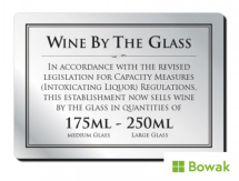 Wine By The Glass 175ml-250ml 210 x 148mm Brushed Silver Sign Black/Silver