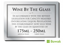 Wine By The Glass 125ml-175ml-250ml 210 x 148mm Brushed Silver Sign Black/Silver