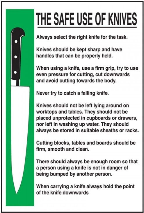 Food Safety Signs Safe Use Of Knives Notice 200x300 mm - Bowak Ltd Website