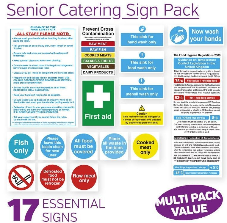 Food Safety Signs Full Catering Sign Pack (17 Signs) - Bowak