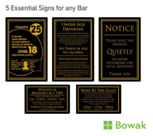 Essential Licensed Bar 5 Signs Pack