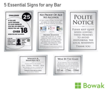 Essential Bar Licensing Signs 5 Pack