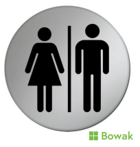 Unisex Toilet Sign Silver 75mm