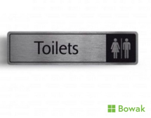 Toilets With Symbol Door Sign Silver 43 x 178mm