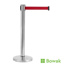 Barrier Post Stainless Steel with Red Belt