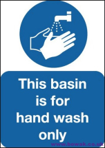 Sign Self Adhesive - Basin for Hand Wash Only