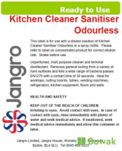 Jangro Trigger Spray Label - Kitchen Cleaner Sanitiser