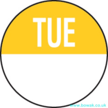 Day Labels 19mm Tuesday Yellow