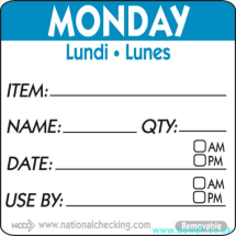 Item-Date-Use Labels Monday