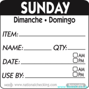 Item-Date-Use Labels Sunday