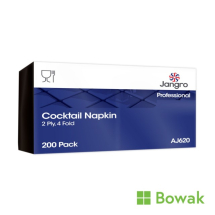 Jangro Cocktail Napkins Black 4 Fold 2ply 23x23cm