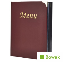 A4 Menu Holder Wine Red 8 Pages