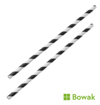 Paper Straws 200mm Black-White
