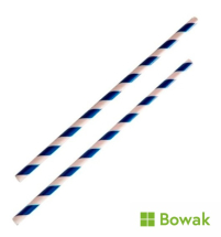 Paper Straws 200mm Dark Blue-White