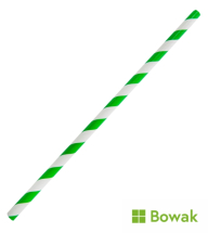 Paper Straws 200mm Dark Green-White