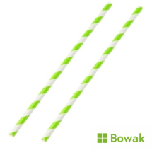 Paper Straws 200mm Green-White