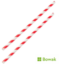 Paper Straws 200mm Red-White