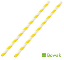 Paper Straws 200mm Yellow-White