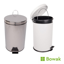 White Steel Pedal Bin 12L