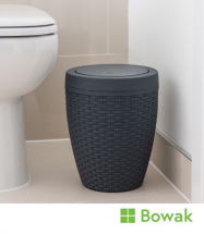 Addis Rattan Effect Flip Lid Bin 5L Charcoal