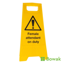 Folding Sign - Female Attendant On Duty
