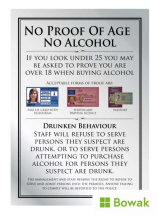 No Proof Of Age, No Alcohol 210 x 297mm Brushed Silver Sign Black/Silver