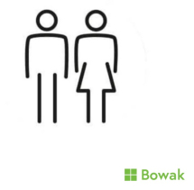 Unisex Toilet Door Sign White 150mm