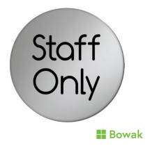 Staff Only Door Disc Silver 75mm Diameter