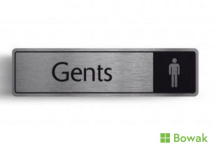 Gents With Symbol Door Sign Silver 43mm x 178mm