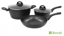 Blackmoor Marblestone 3 Piece Pan Set (Saucepan, Casserole Dish & Frying Pan)