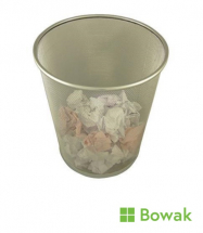 Waste Paper Basket Mesh Round Silver 10inch