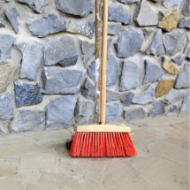 Broom Stiff PVC 610mm Green   Fitted Handle & Stay